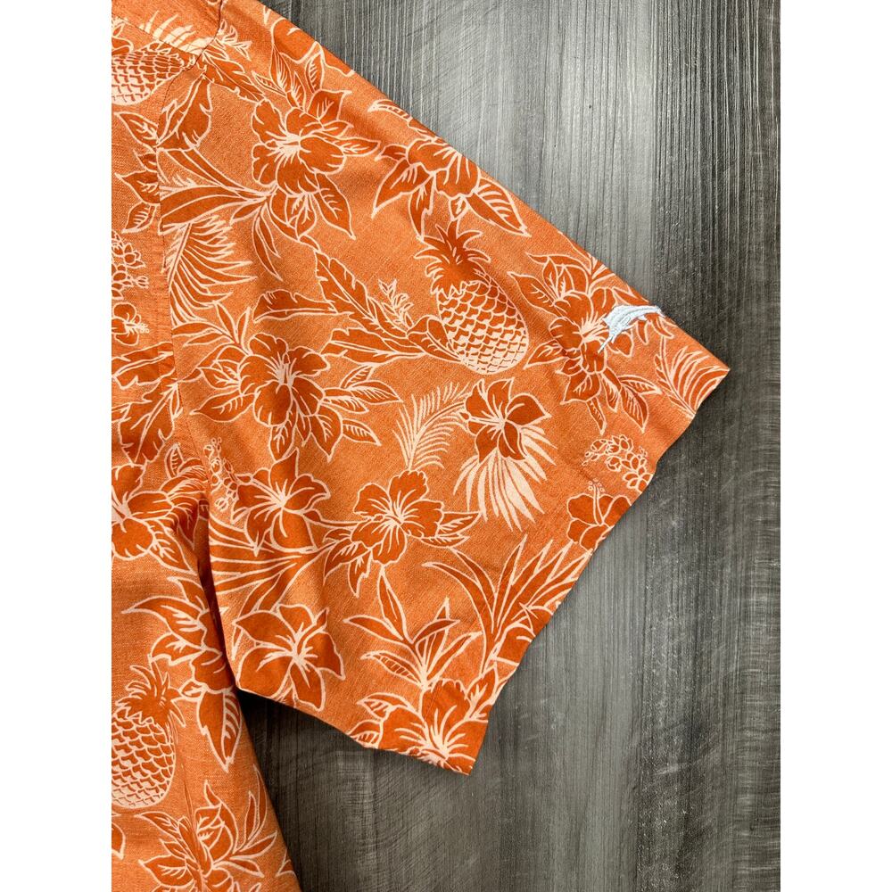 Tommy Bahama Texas Longhorns Hawaiian Cotton Camp Shirt Orange/White — Size 2XL - Picture 3 of 8